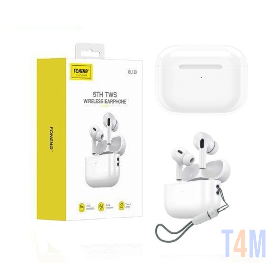 Foneng TWS Wireless Earbuds Bl129 5th Generation Bt 5.3v White